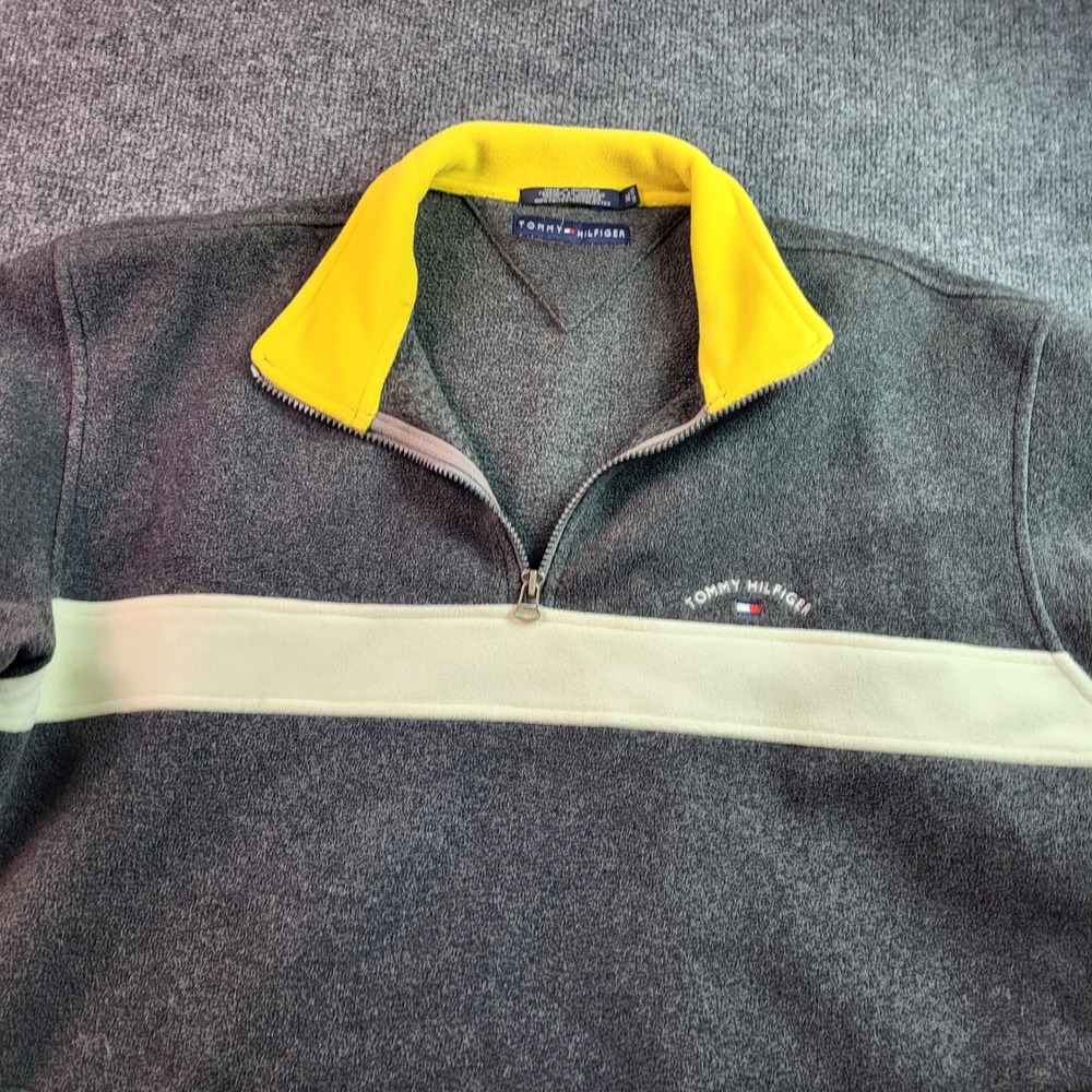 Tommy Hilfiger Men's Gray Fleece Quarter Zip Pullover Sweater XL